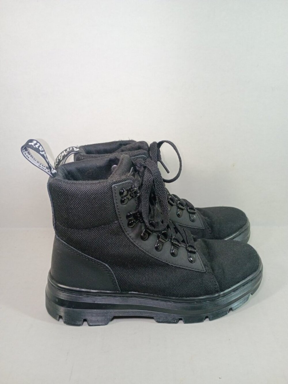 Dr Martens Combs W Ankle Boots Combat Airware Black Nylon Canvas Size 6 US